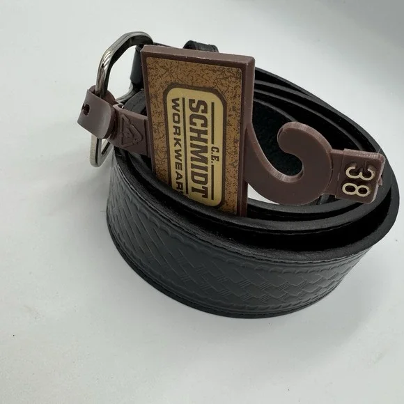 NWT C.E. Schmidt Workwear Black Leather Belt Mens Sz 38 - Picture 4 of 6